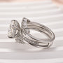 Moissanite 3.0 Ct Cushion Cut Insert Wedding Ring Set With Jacket Stack Wedding Band - louilyjewelry
