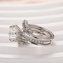 Moissanite 3.0 Ct Round Cut Insert Wedding Ring Set With Jacket Stack Wedding Band - louilyjewelry