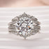 Moissanite 4.0 Ct Round Cut Insert Wedding Ring Set With Jacket Stack Wedding Band - louilyjewelry