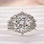 Moissanite 4.0 Ct Round Cut Insert Wedding Ring Set With Jacket Stack Wedding Band - louilyjewelry
