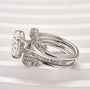 Moissanite 4.0 Ct Round Cut Insert Wedding Ring Set With Jacket Stack Wedding Band - louilyjewelry