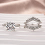 Moissanite 4.0 Ct Round Cut Insert Wedding Ring Set With Jacket Stack Wedding Band - louilyjewelry