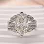 Moissanite 4.0 Ct Marquise Cut Insert Wedding Ring Set With Jacket Stack Wedding Band - louilyjewelry