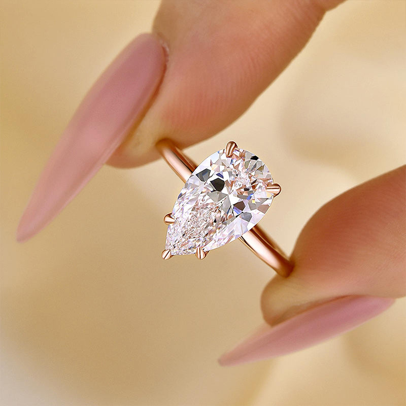 Louily Classic Pear Cut Engagement Ring In Sterling Silver - louilyjewelry