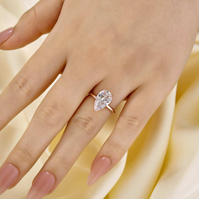 Louily Classic Pear Cut Engagement Ring In Sterling Silver - louilyjewelry