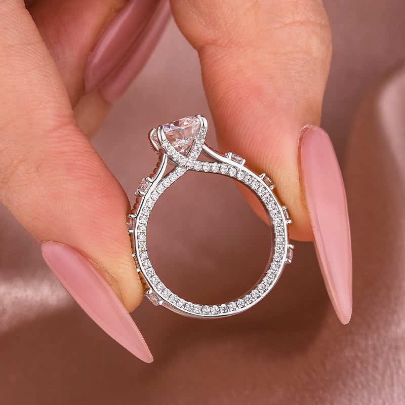 Moissanite 1.2 Ct Round Cut White Gold Engagement Ring - louilyjewelry