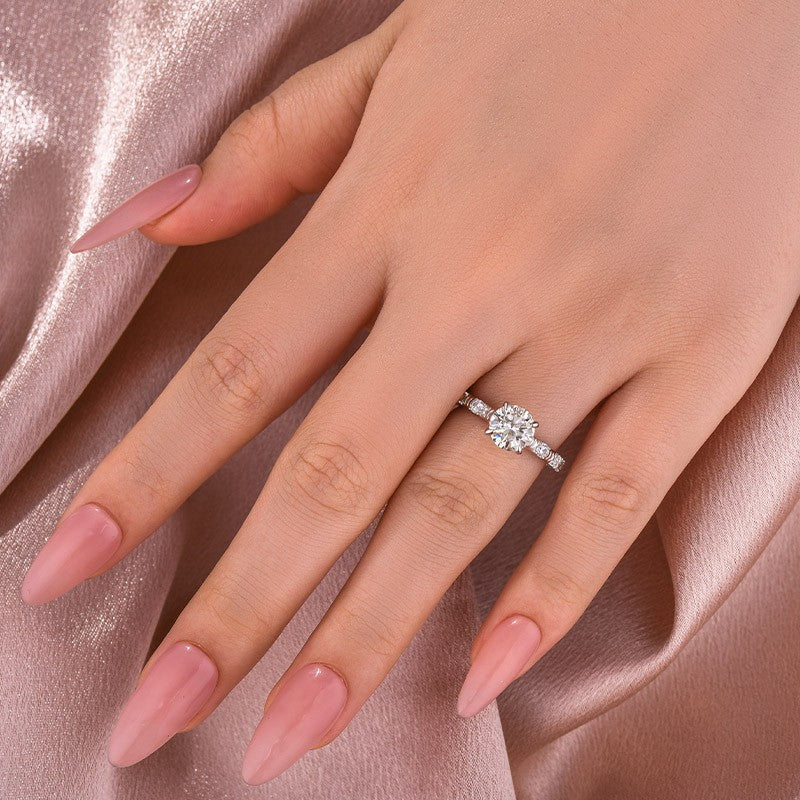 Moissanite 1.2 Ct Round Cut White Gold Engagement Ring - louilyjewelry