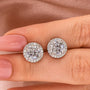 Moissanite 1.2Ct Halo Round Cut White Gold Stud Earrings - louilyjewelry