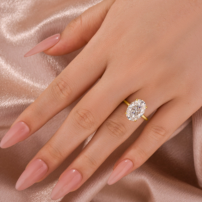 Moissanite Solitaire 5.50 Ct Oval Cut White Gold Promise Ring For Women - louilyjewelry