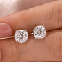Moissanite 2.0Ct Cushion Cut Stud Earrings In Sterling Silver - louilyjewelry