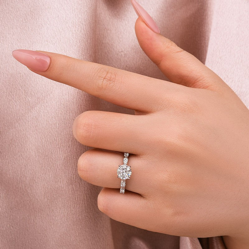 Moissanite 1.2 Ct Round Cut White Gold Engagement Ring - louilyjewelry