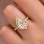 Moissanite 2.5 Ct Halo Pear Cut Yellow Gold Travel Ring - louilyjewelry