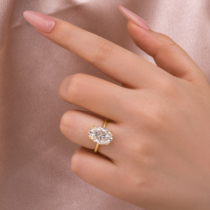 Moissanite Solitaire 5.50 Ct Oval Cut White Gold Promise Ring For Women - louilyjewelry