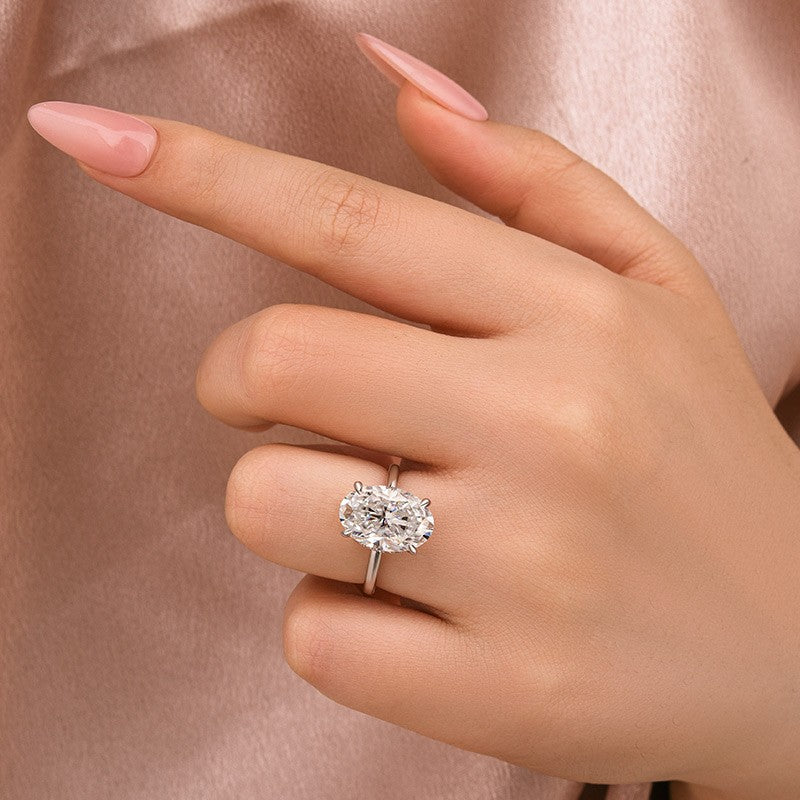 Moissanite Solitaire 5.50 Ct Oval Cut White Gold Promise Ring For Women - louilyjewelry