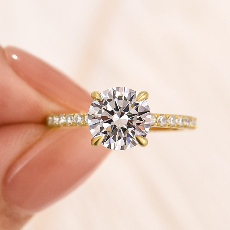 Louily Classic Round Cut Engagement Ring In Sterling Silver