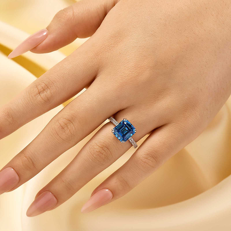 Honorable 4.5Ct Asscher Cut Engagement Ring Travel Ring - louilyjewelry