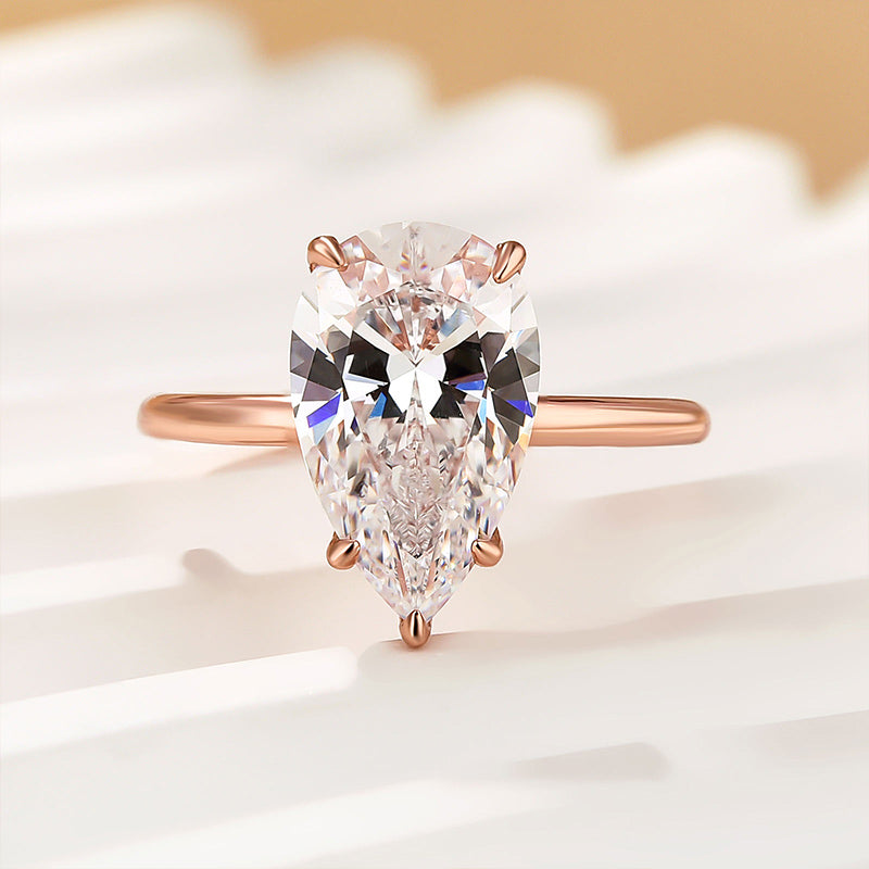 Louily Classic Pear Cut Engagement Ring In Sterling Silver - louilyjewelry