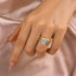 Moissanite 3.5 Ct Radiant Cut Yellow Gold Wedding Ring Set with Wide Wedding Band - louilyjewelry