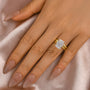 Louily Moissanite 4.5 Ct Radiant Cut Yellow Gold Wedding Ring Set with Wide Band - louilyjewelry