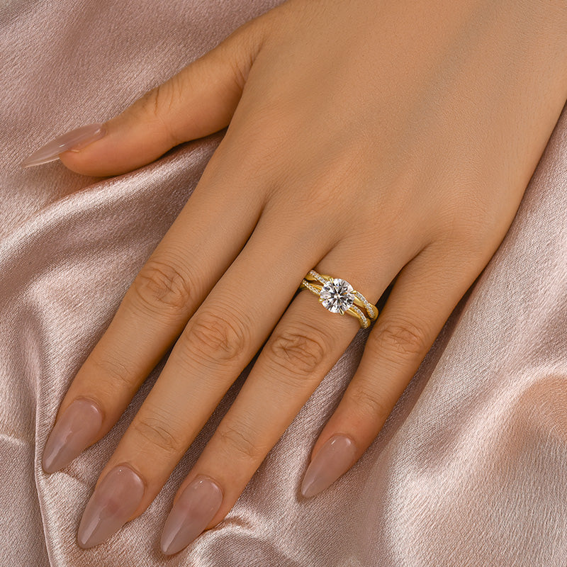 Louily Moissanite 2.0 Carat Round Cut Twist Wedding Ring Set - louilyjewelry