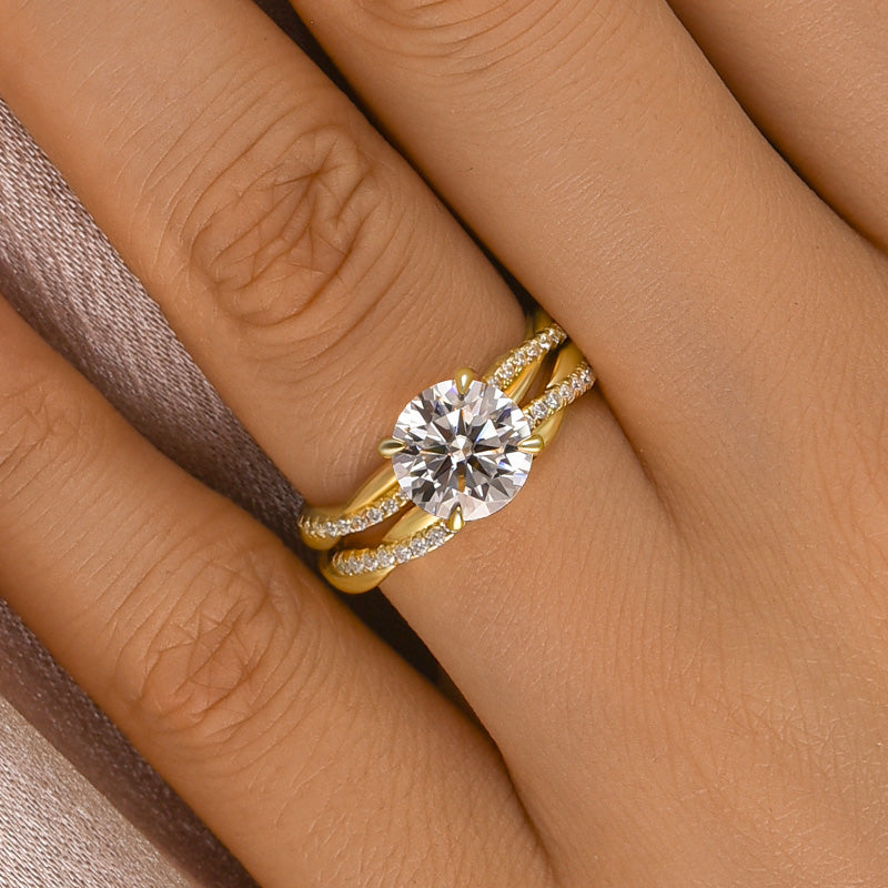 Louily Moissanite 2.0 Carat Round Cut Twist Wedding Ring Set - louilyjewelry