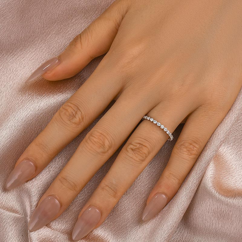 Louily Moissanite Round Cut Full Eternity Wedding Band - louilyjewelry