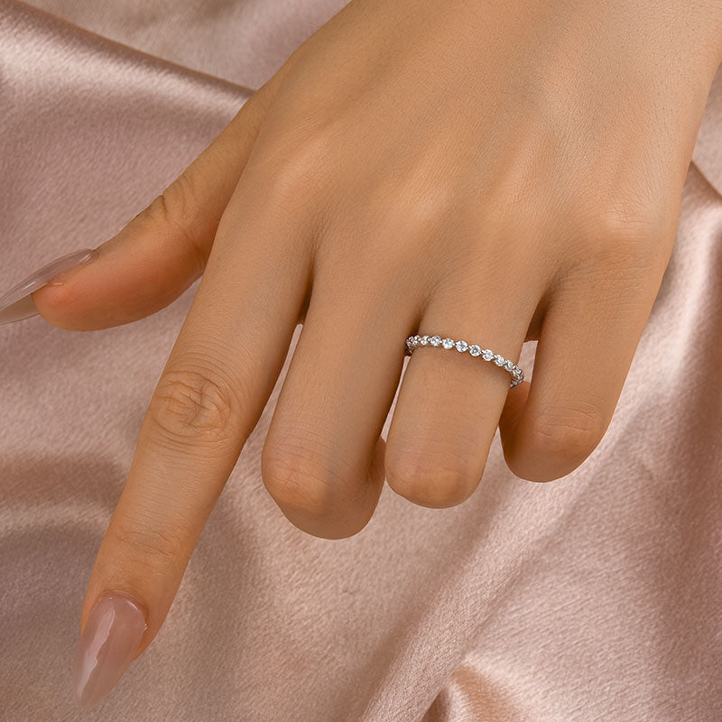 Louily Moissanite Round Cut Full Eternity Wedding Band - louilyjewelry