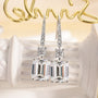 Louily Sterling Silver Luxury Emerald Cut Drop Earrings - louilyjewelry