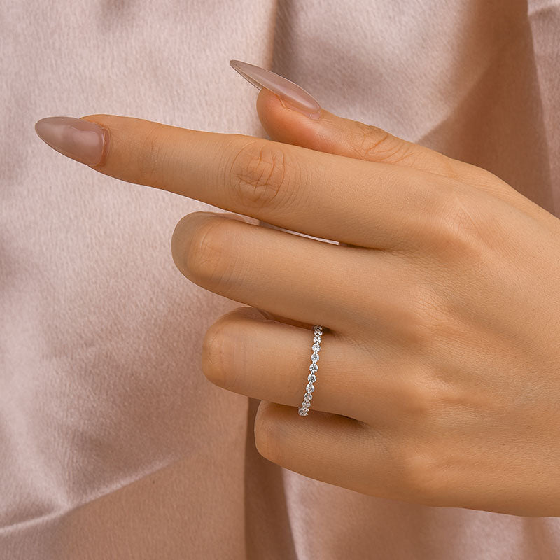 Louily Moissanite Round Cut Full Eternity Wedding Band - louilyjewelry