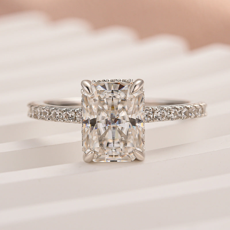 Louily Moissanite 2.0 CT Radiant Cut Engagement Ring In Sterling Silver - louilyjewelry
