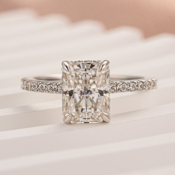 Louily Moissanite 2.0 CT Radiant Cut Engagement Ring In Sterling Silver