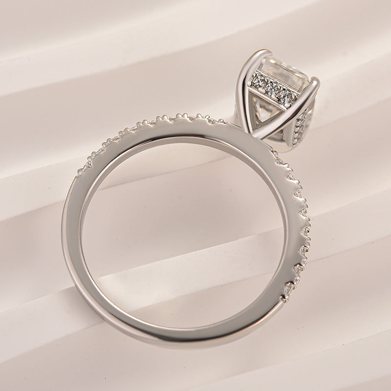 Louily Moissanite 2.0 CT Radiant Cut Engagement Ring In Sterling Silver - louilyjewelry