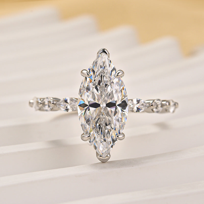 3.0Ct Marquise Cut Engagement Ring Travel Ring In Sterling Silver