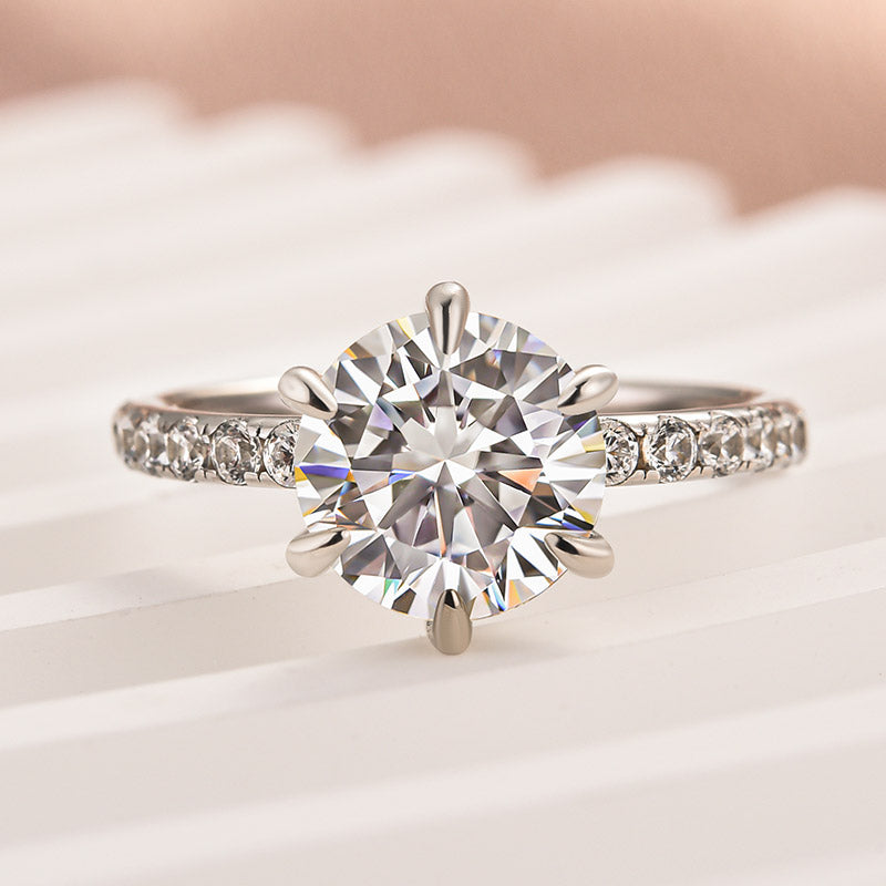 Louily Classic Moissanite 2.0 Carat Round Cut Engagement Ring - louilyjewelry