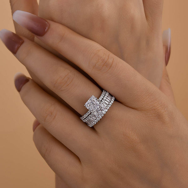 Louily Elongated Radiant Cut Wedding Set