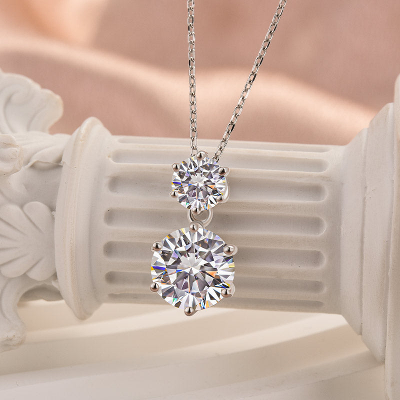 Louily Moissanite 3.8 Ct Round Cut White Gold Pendant Necklace - louilyjewelry