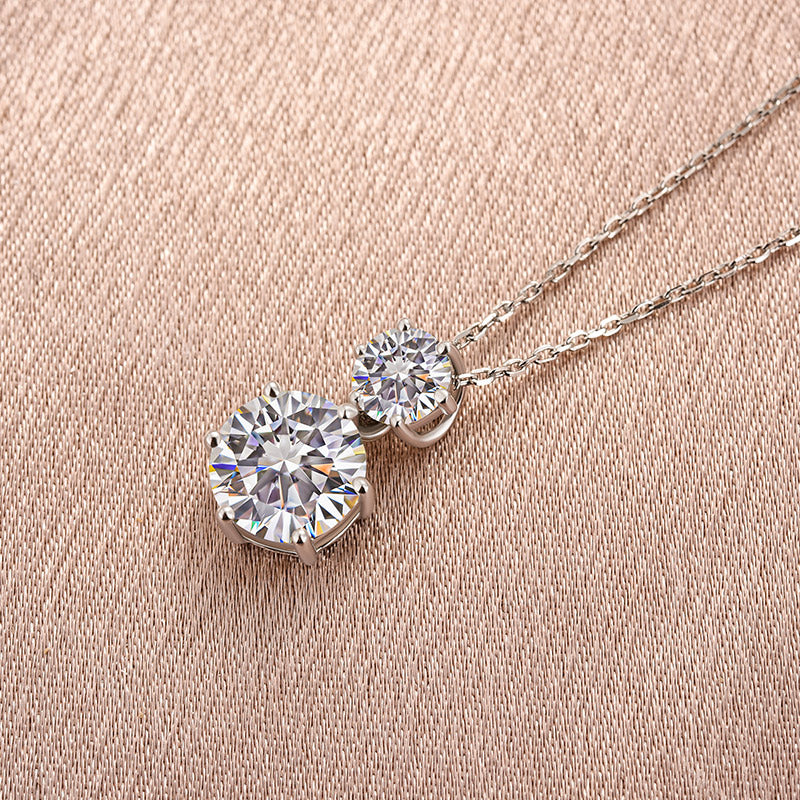 Louily Moissanite 3.8 Ct Round Cut White Gold Pendant Necklace - louilyjewelry