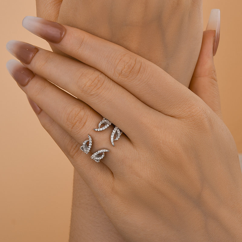 Louily Unique White Gold Open Wedding Band In Sterling Silver - louilyjewelry