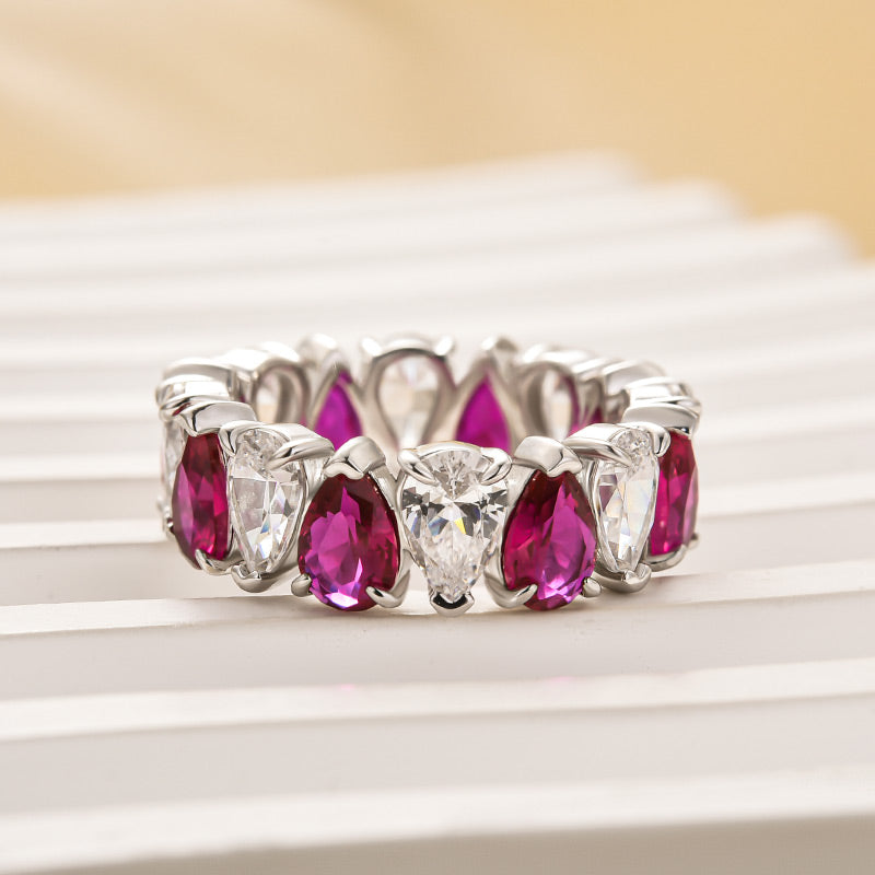 Louily Special Full Pear Cut Women's Wedding Band In Sterling Silver - louilyjewelry