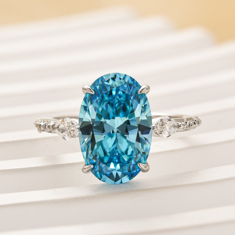 Louily Exquisite Blue Stone Oval Cut Travel Ring - louilyjewelry