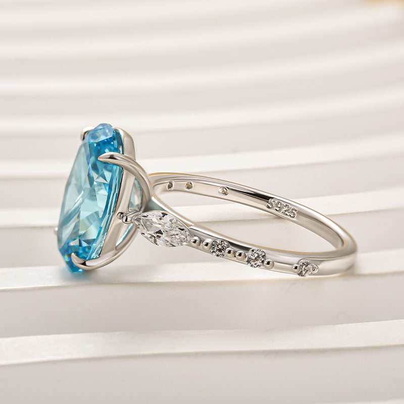 Louily Exquisite Blue Stone Oval Cut Travel Ring - louilyjewelry
