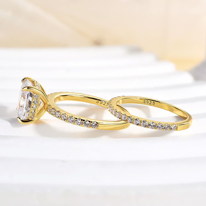 Louily Classic 3.0 Carat Cushion Cut White Sapphire Wedding Set In Sterling Silver - louilyjewelry