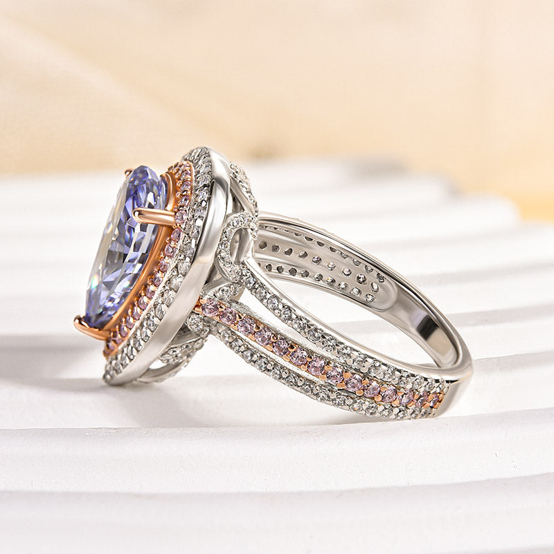 Louily Luxurious Double Halo Pear Cut Aquamarine Blue Engagement Ring In Sterling Silver - louilyjewelry