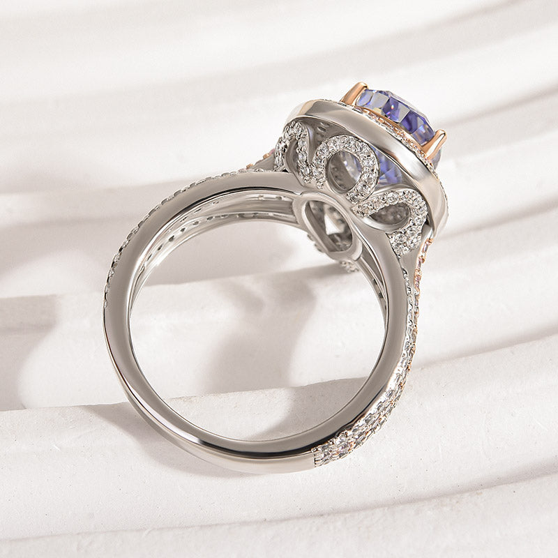 Louily Luxurious Double Halo Pear Cut Aquamarine Blue Engagement Ring In Sterling Silver - louilyjewelry