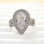 Louily Luxury Double Halo Pear Cut Engagement Ring In Sterling Silver - louilyjewelry