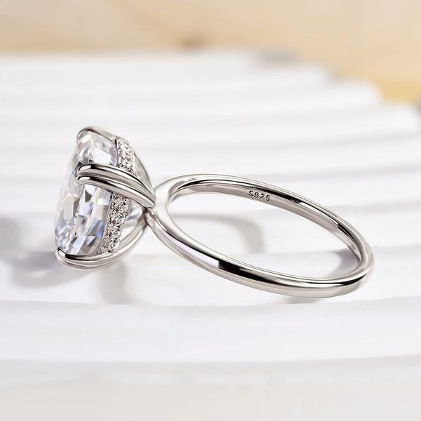 Louily Stunning Cushion Cut Engagement Ring In Sterling Silver