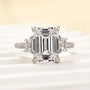 Louily Stunning Emerald Cut Three Stone Engagement Ring In Sterling Silver - louilyjewelry