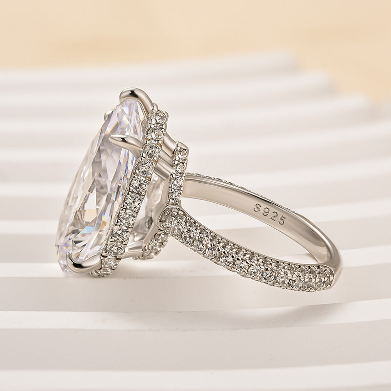 Louily Honorable 8.0 Carat Pear Cut Simulated Diamond Engagement Ring In Sterling Silver - louilyjewelry