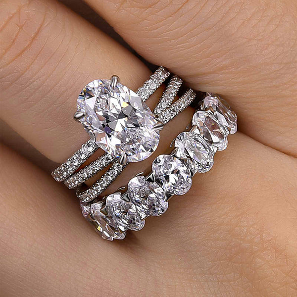 Louily Desirable Oval Cut 3PC Wedding Ring Set In Sterling Silver