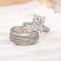 Louily 4PC Radiant Cut Wedding Ring Set With Classic Wedding Bands - louilyjewelry